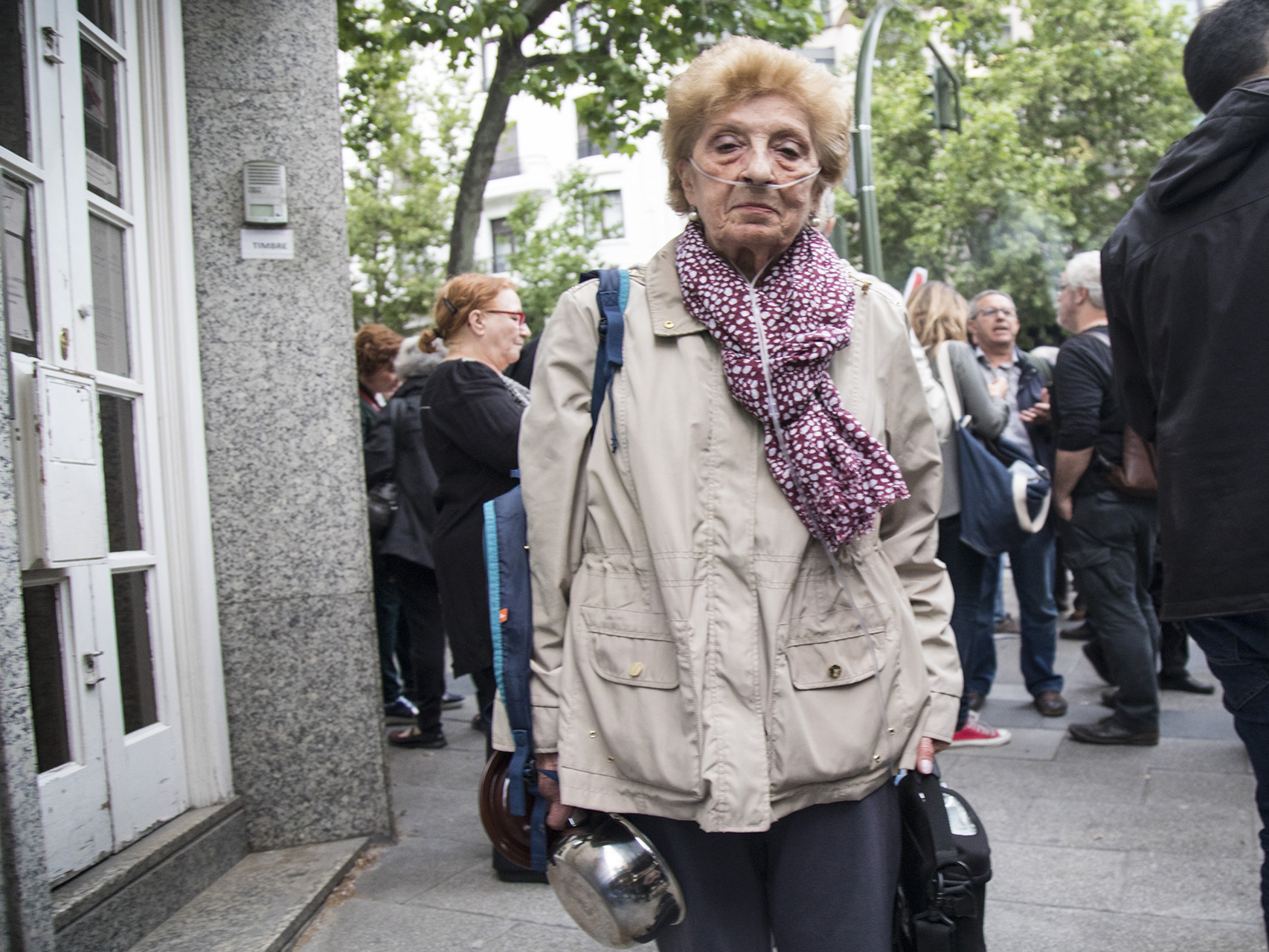 Beatrice, a su llegada a la manifestación.