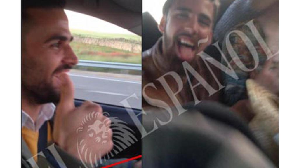 En la imagen, el guardia civil (izquierda) y el peluquero en dos fragmentos del vídeo que grabó José Ángel Prenda.