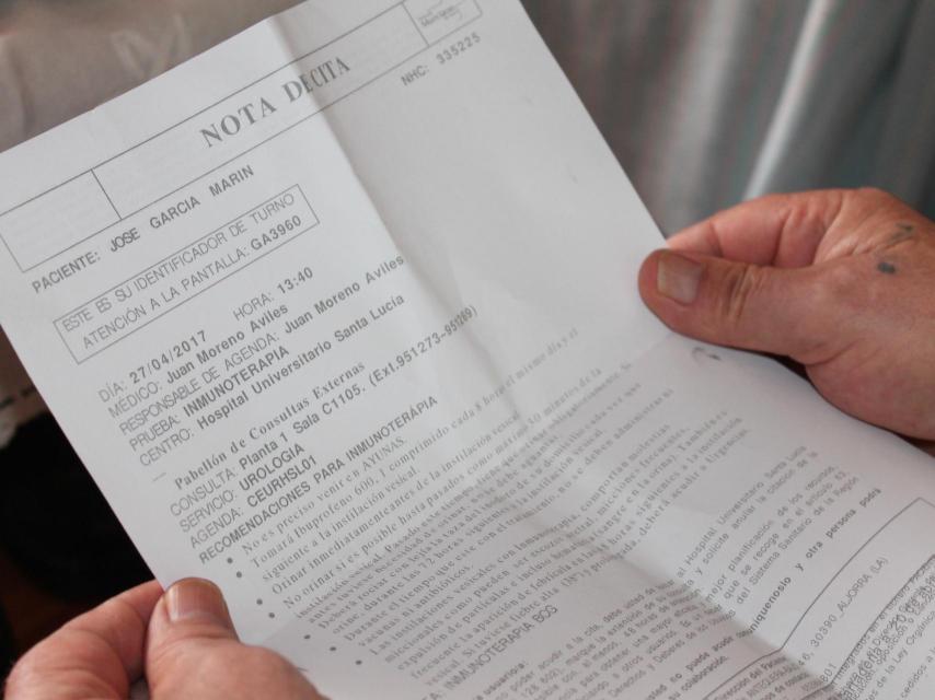 José García Marín sigue un tratamiento de quimioterapia.