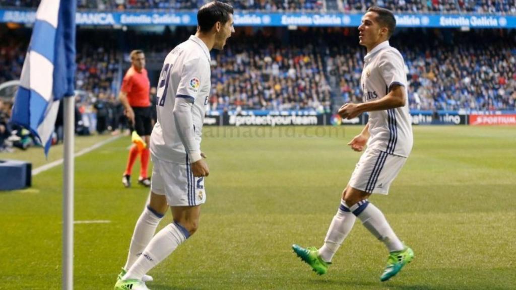 Morata celebra su gol con Lucas
