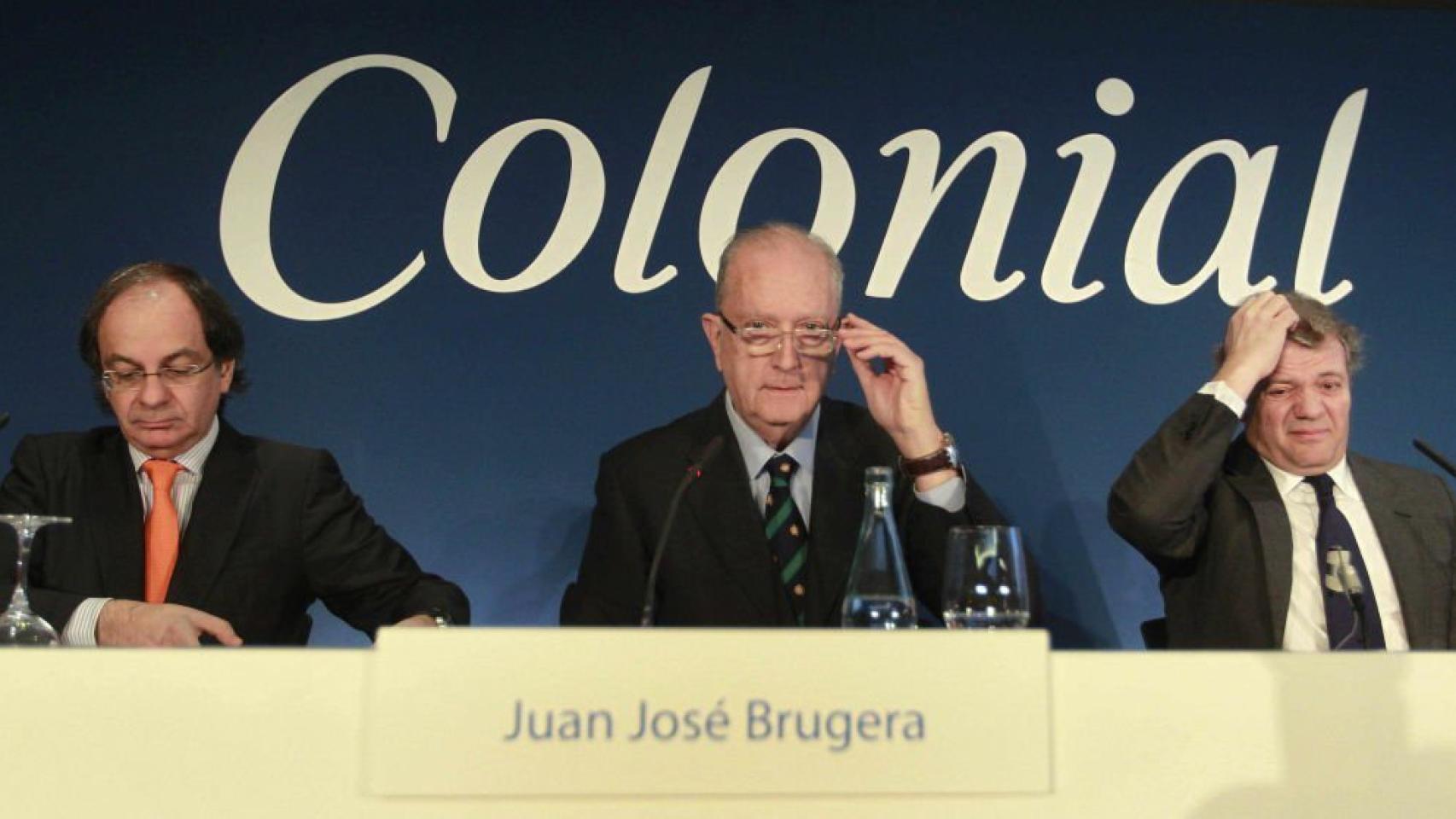Juan José Bruguera, presidente de Colonial. A la izquierda, Pere Viñolas, consejero delegado.