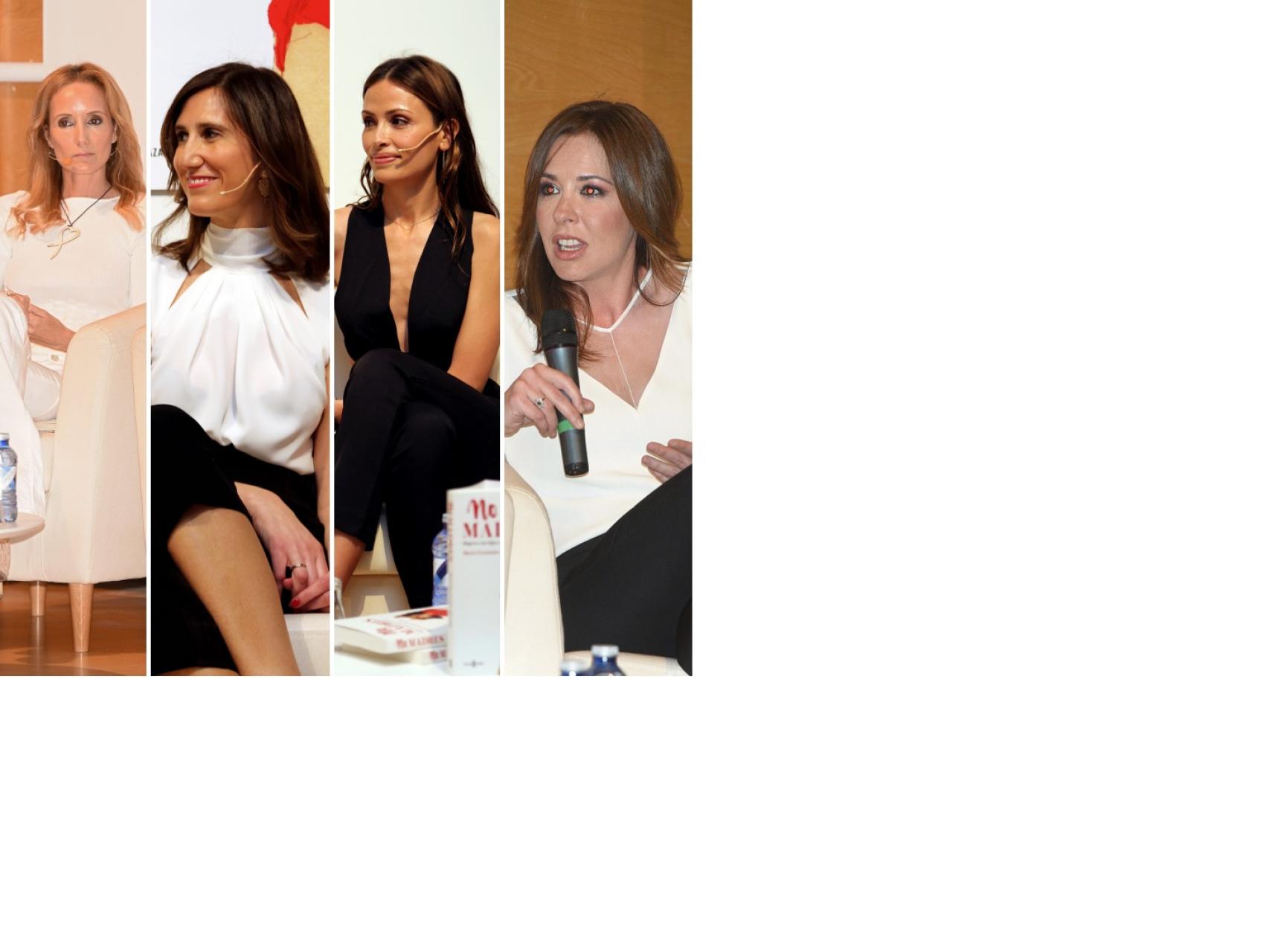 De izquierda a derecha: la actriz Maribel Verdú, las modelo Sandra Ibarra, la periodista María Fernández-Miranda, la modelo y Almudena Fernández, y la periodista Mamen Mendizábal.
