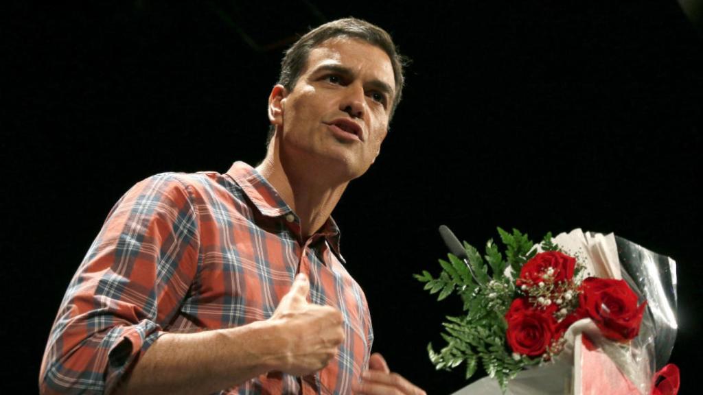 Pedro Sánchez, durante su intervención en un acto con militantes en Almería.