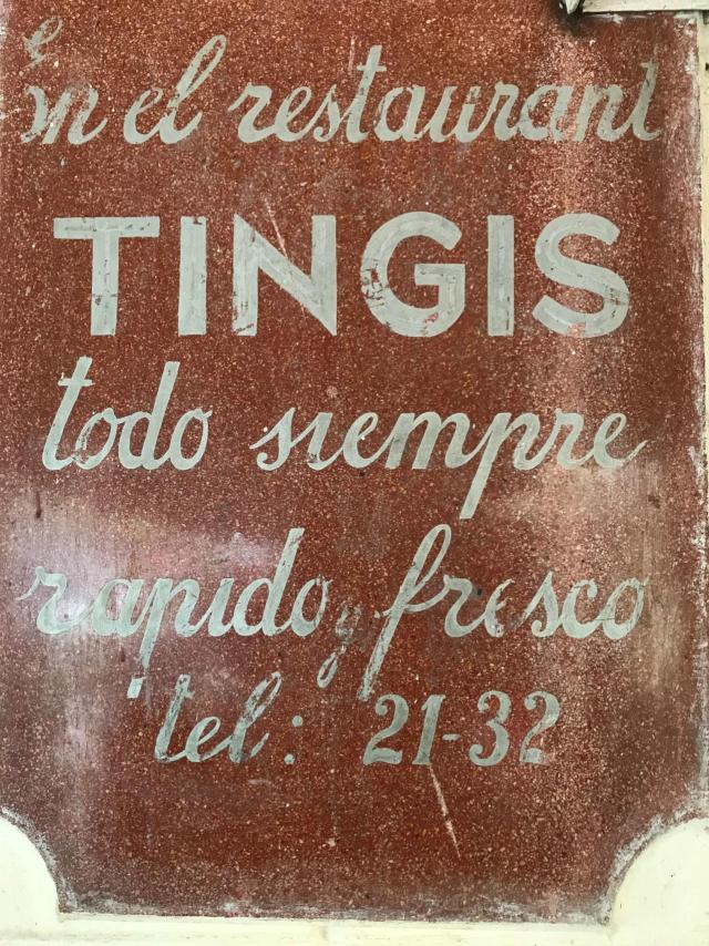 Carta del restaurante Tingis.