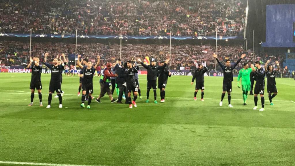 El Madrid celebrando su pase a Cardiff