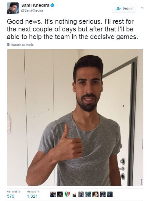 Khedira confirma su presencia en Cardiff: la lesión no es grave