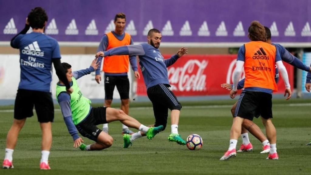 Benzema en el entrenamiento