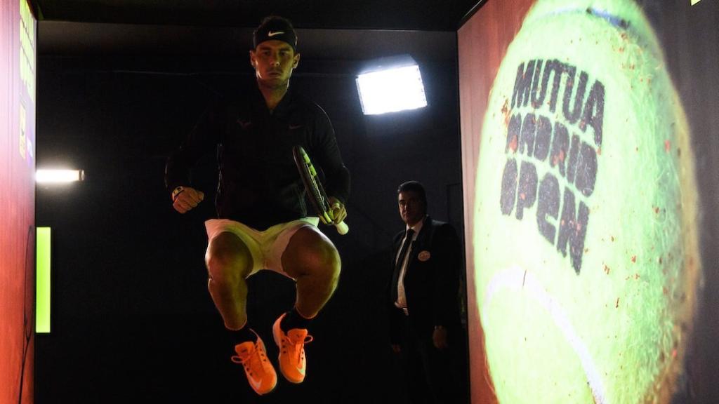 Nadal, antes de salir a jugar su partido de cuartos de final en Madrid.