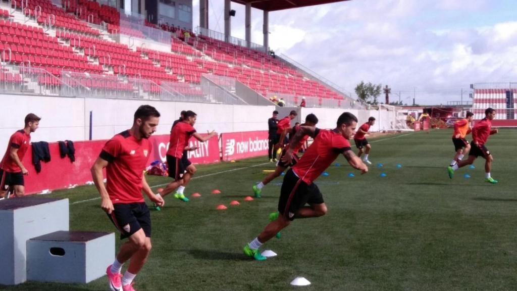 Entrenamiento del Sevilla. Foto: Twitter (@sevillafc)