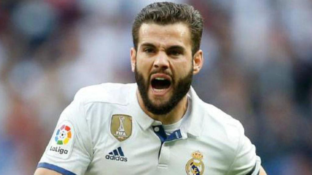 Nacho, celebrando un gol con el Real Madrid