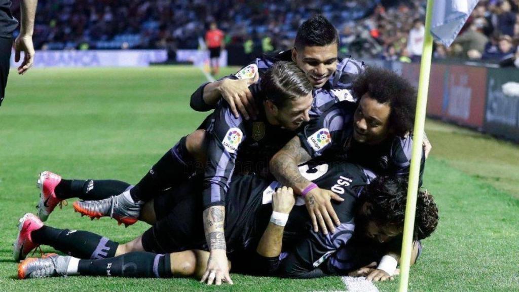 Los jugadores, eufóricos con el gol de Cristiano en Balaídos