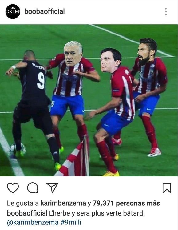 Benzema 'se ríe' de Deschamps, Giroud y Valls en las redes sociales