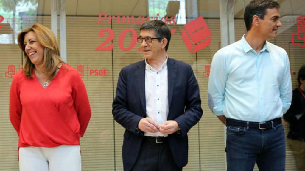 Susana Díaz, Patxi López y Pedro Sánchez, candidatos a las Primarias del PSOE.