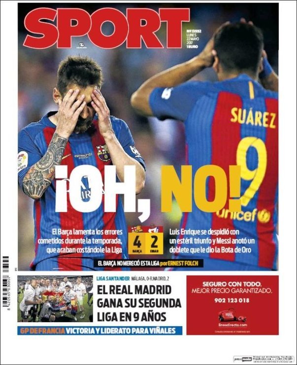 El mal perder de Sport se hace patente en su portada