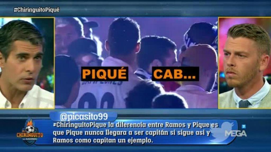 José Luis Sánchez retrata a Piqué   Foto: Twitter (@elchiringuitotv)