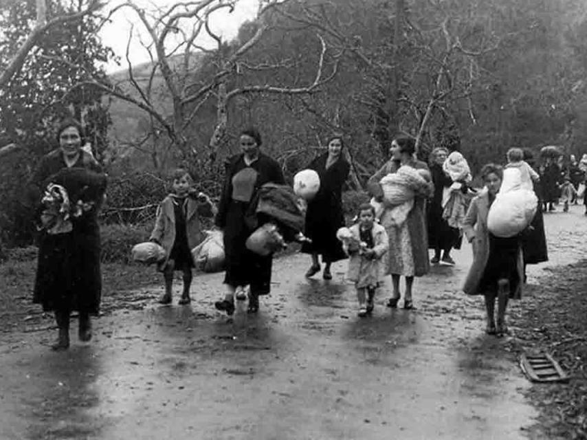 Refugiados españoles, en 1937.