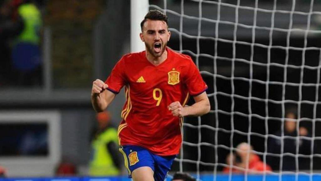 Mayoral celebra un gol con la sub21. Foto: Twitter (@Mayoral_Borja)