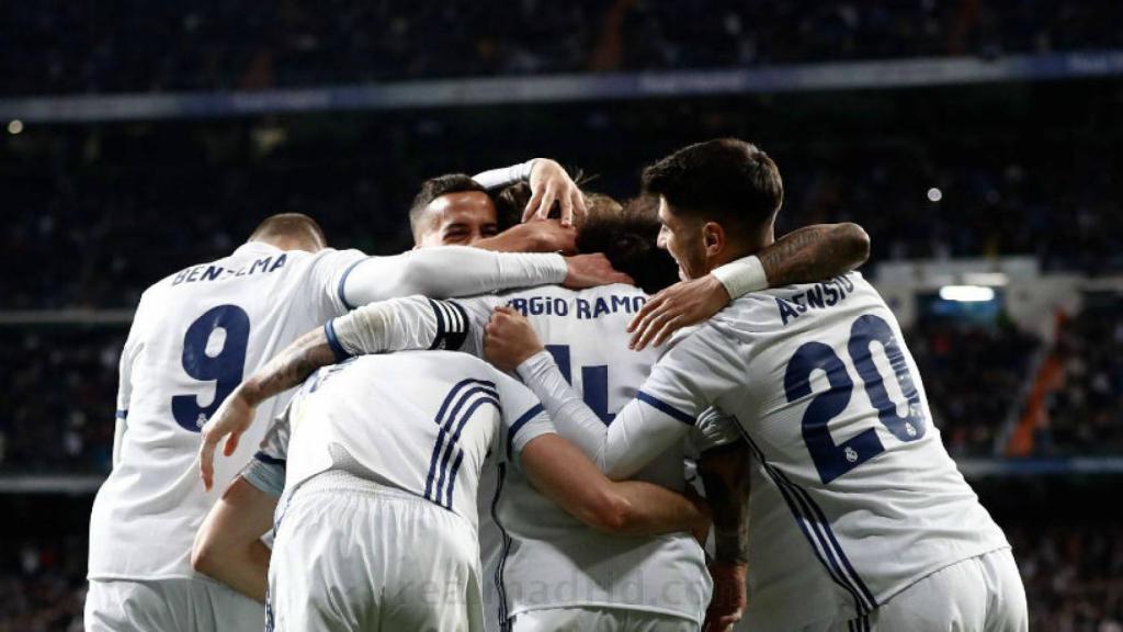 Celebración del gol de Ramos