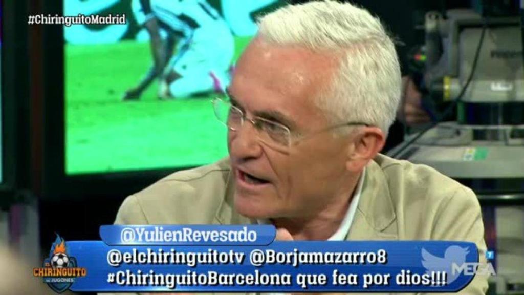 Paco García Caridad, en El Chiringuito. Foto. Twitter (@elchiringuitotv)