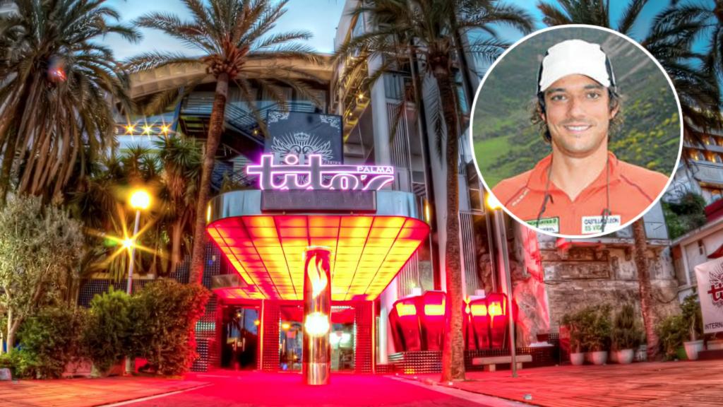 'Tolo' Cursach Jr. y fachada de la discoteca Tito's de Palma de Mallorca.