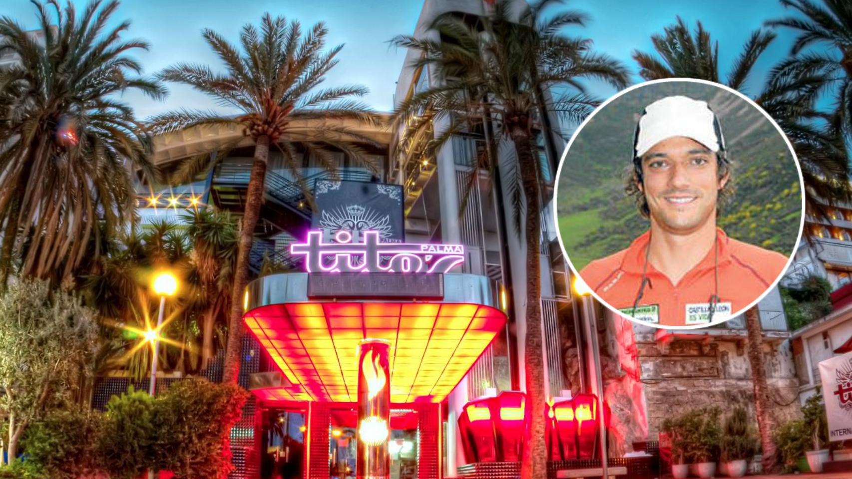 'Tolo' Cursach Jr. y fachada de la discoteca Tito's de Palma de Mallorca.