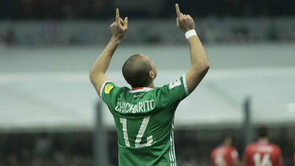 Chicharito celebra el gol ante Costa Rica