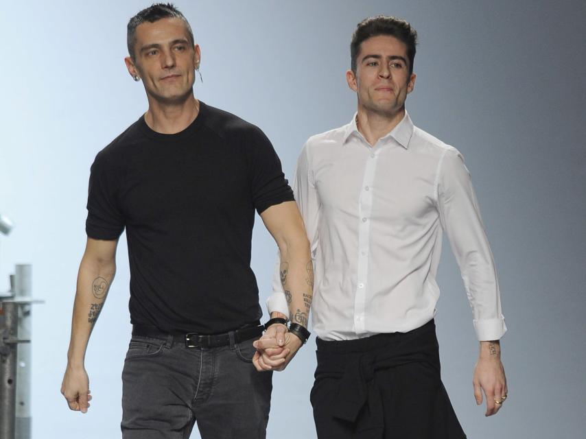 David Delfín y Pelayo Díaz, en un desfile de su marca en febrero de 2014.
