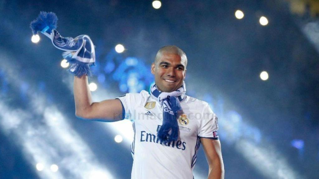Casemiro en la celebración de la Champions