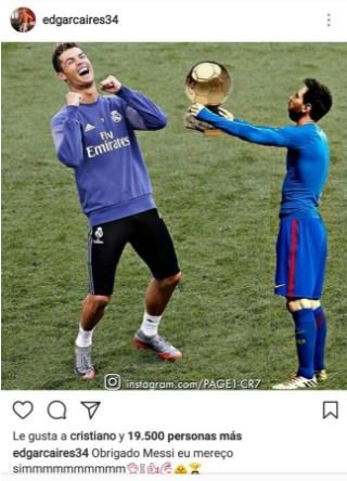 Meme de Cristiano, Messi y el Balón de Oro