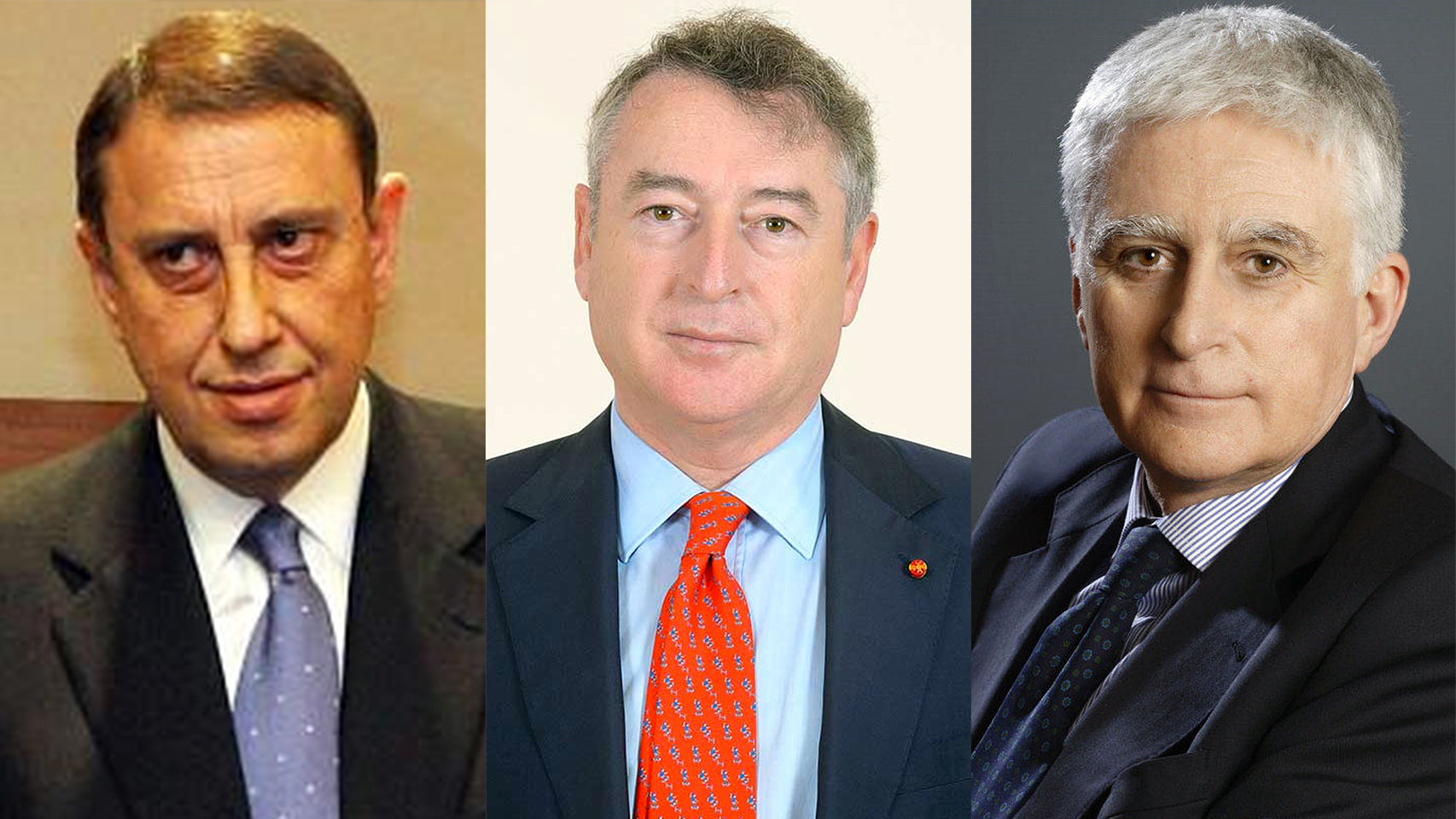 Mauricio Casals (Atresmedia, izda), José Antonio Sánchez (RTVE, centro) y Paolo Vasile (Mediaset, dcha)