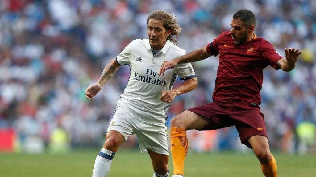 Michel Salgado en el partido benéfico del Bernabéu