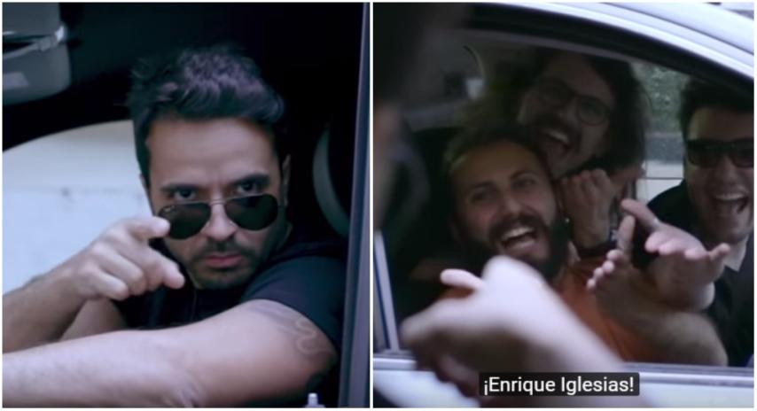 Luis Fonsi a la izquierda y los italianos a la derecha