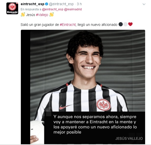 El mensaje de despedida de Vallejo al Eintracht