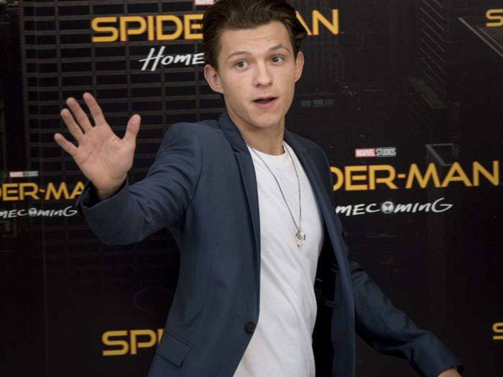 Tom Holland en su visita a Madrid.