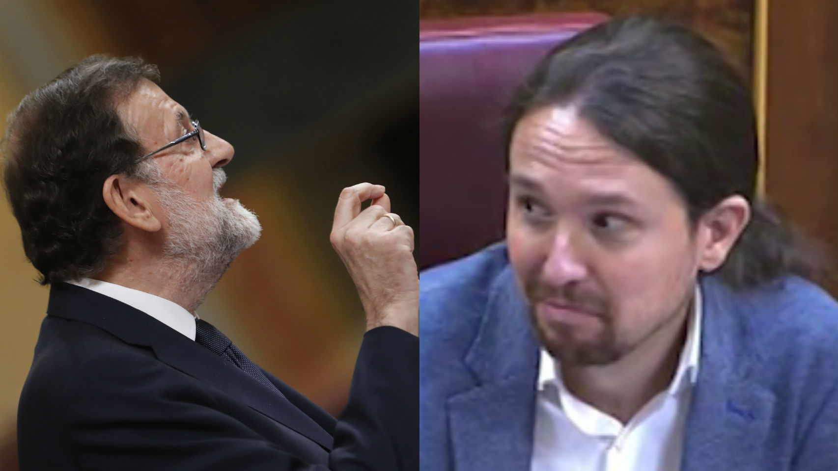 La reacción de Pablo Iglesias durante el lapsus de Rajoy.