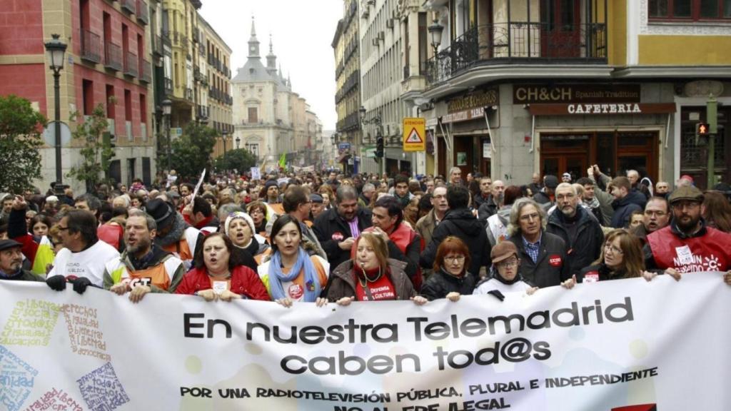 Una imagen de archivo de las protestas contra el Ere de Telemadrid.