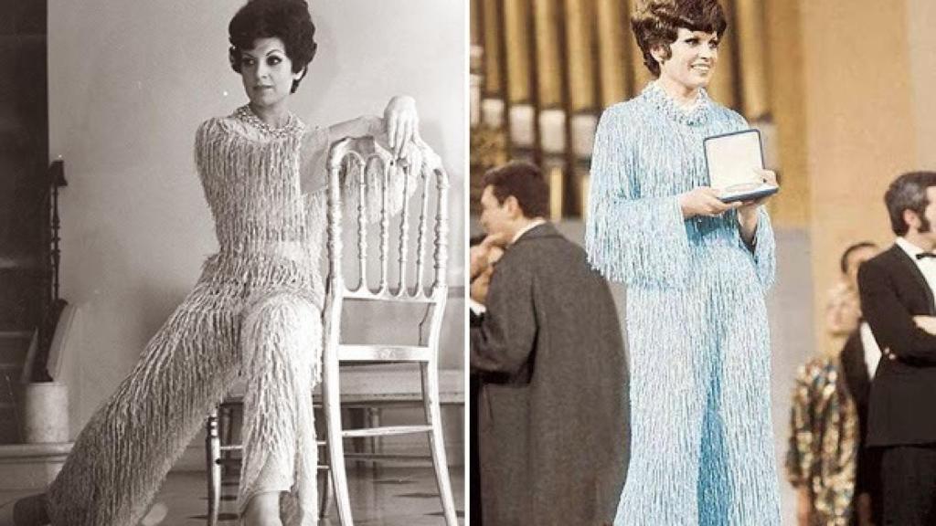 Salomé lució un mono con flecos de cristal, firmado por Pertegaz, cuando ganó el Festival de Eurovisión en 1969.