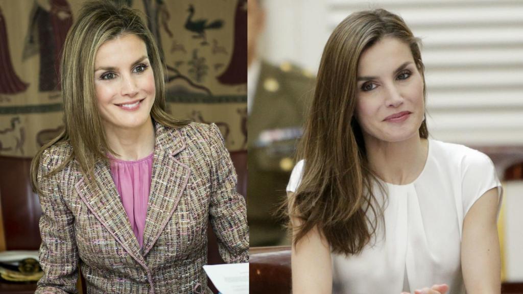 Letizia, cuando era princesa de Asturias (izda.) y esta misma semana (dcha.).