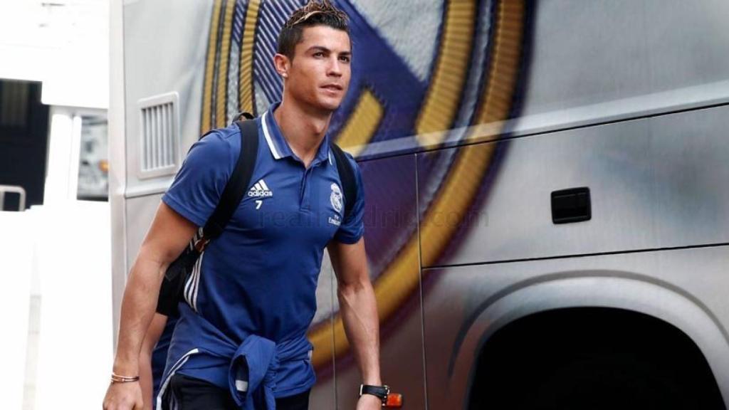 Cristiano en la concentración para el partido ante el Sevilla