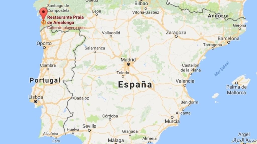 Ubicación de la playa de Arealonga.
