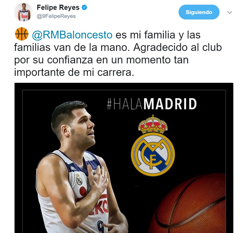 Felipe Reyes, tras su renovación: Las familias van de la mano