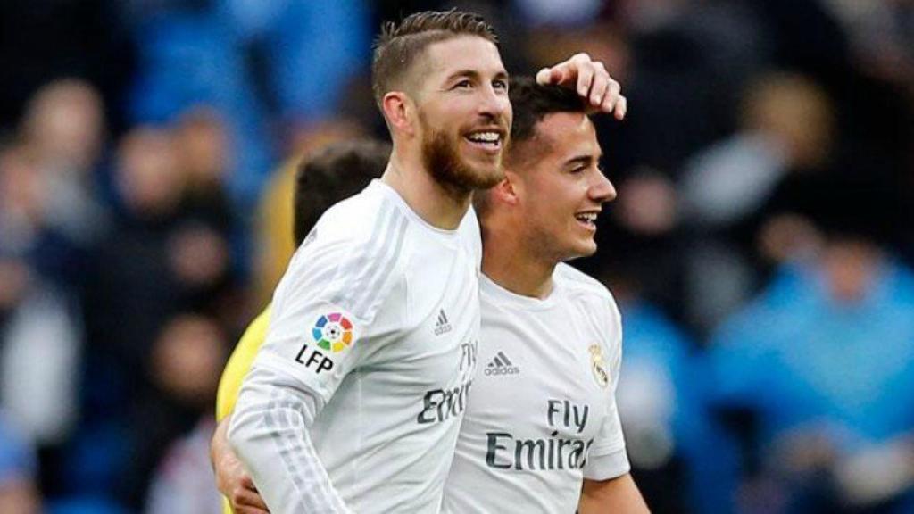 Sergio Ramos y Lucas Vázquez en un partido con el Madrid