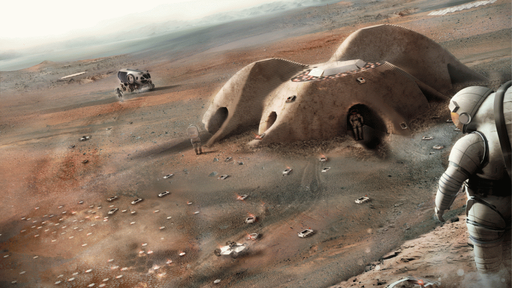 El diseño de habitat impreso en 3-D.