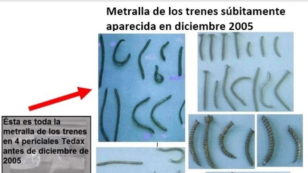 Súbita aparición en diciembre de 2005 de 21 tornillos y 32 clavos inexistentes para las cuatro periciales sobre metralla realizadas anteriormente.