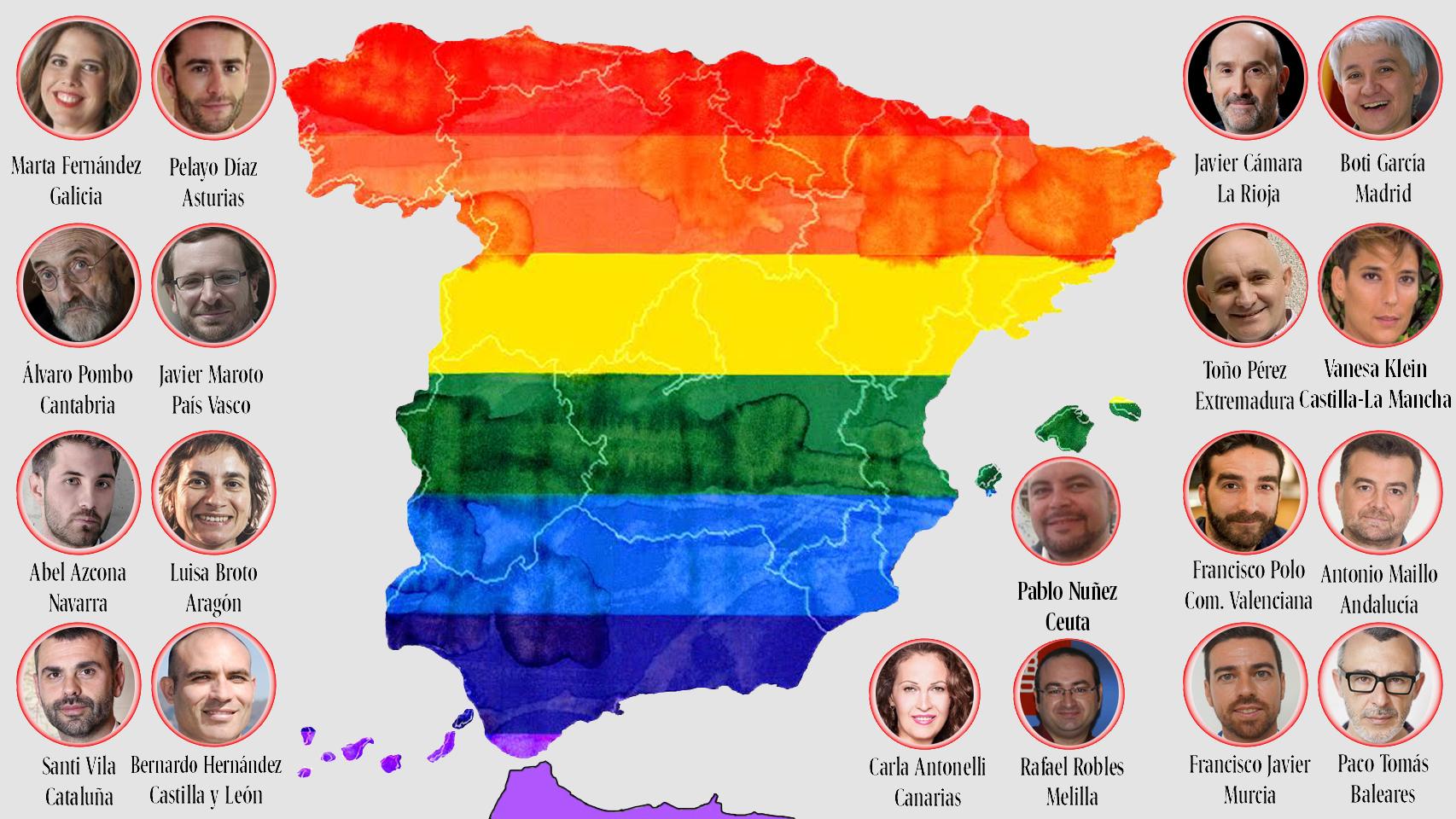Los homosexuales más influyentes de cada comunidad autónoma