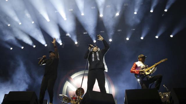 La banda estadounidense Prophets of Rage, durante el concierto de la tercera y última jornada del Download Festival.
