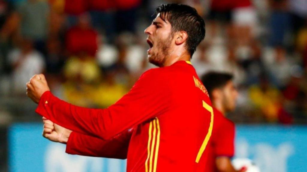 Morata, con la Selección. Foto Twitter (@AlvaroMorata)