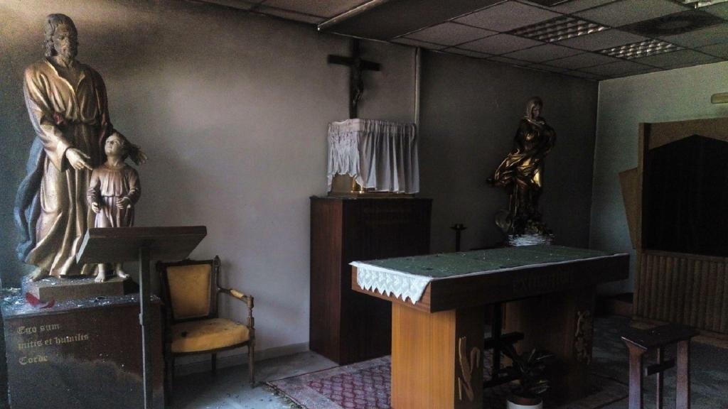 Así quedó la capilla de la Universidad Autónoma de Madrid.