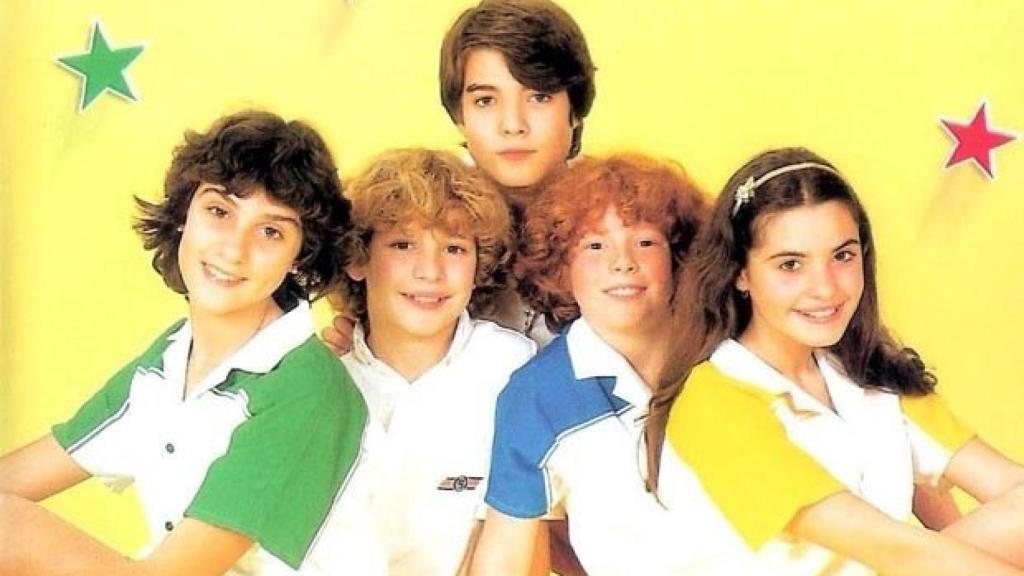 Los miembros del grupo Parchís en la portada de un disco