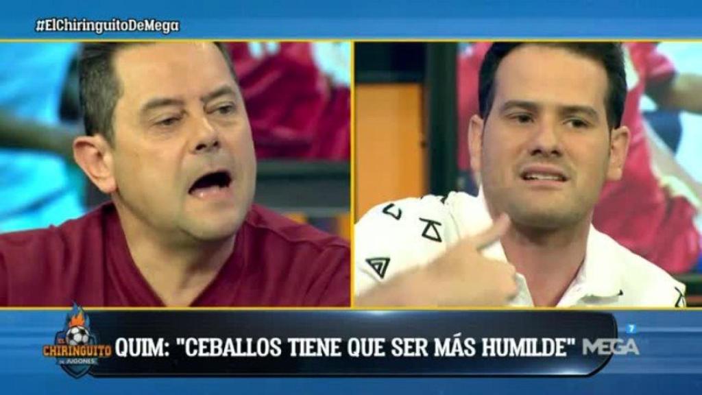 Quim ataca a Ceballos. Foto Twitter (@elchiringuitotv)